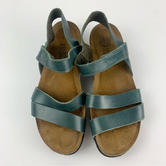 NAOT Kayla Navy Blue Leather Ankle Heel Strap Sandals 41 L10 - Picture 5 of 11